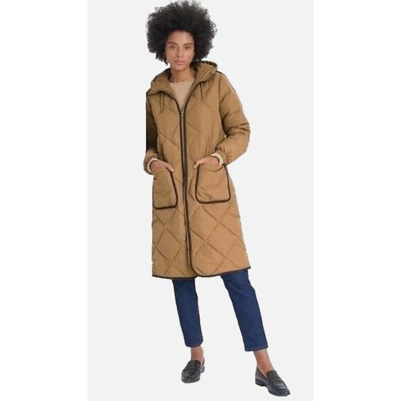 Lands' End Women's Insulated Quilted ThermoPlume Maxi Coat Golden Oak Small - Picture 1 of 7